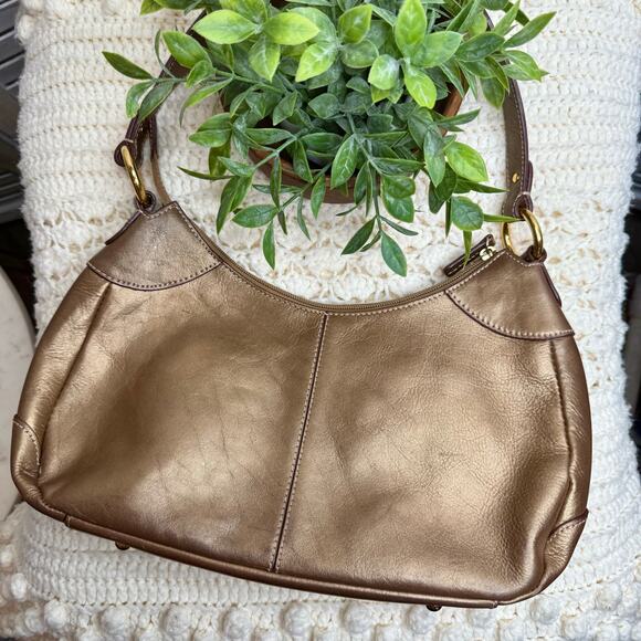 ETIENNE AIGNER VINTAGE Women’s Leather Shoulder Bag Bronze Gold Mid Size Purse - Picture 3 of 15